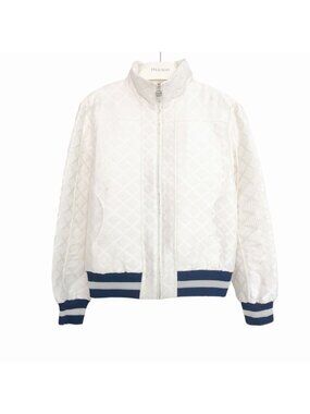Chanel White Quilted Stand-Collar Zip Jacket